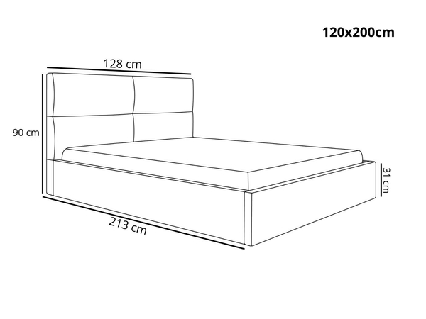 Polsterbett mit Bettkasten und Lattenrost 120x200 Marad Grau