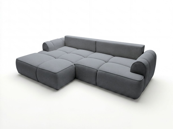 Ecksofa L-Form Links mit Schlaffunktion und Bettkasten Bonno Dunkelgrau