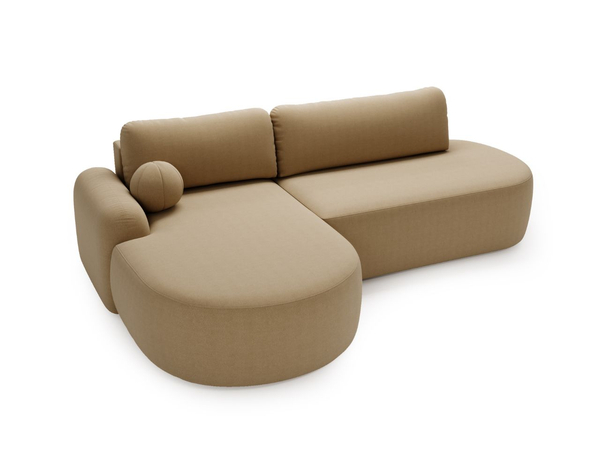 Ecksofa L-Form Links mit Schlaffunktion und Bettkasten Aurio O Hellbraun