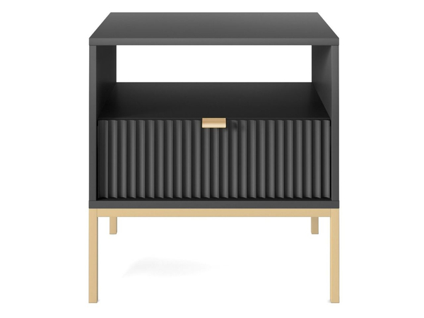 Nachtschrank mit Schublade Amber Schwarz, Gold Frame