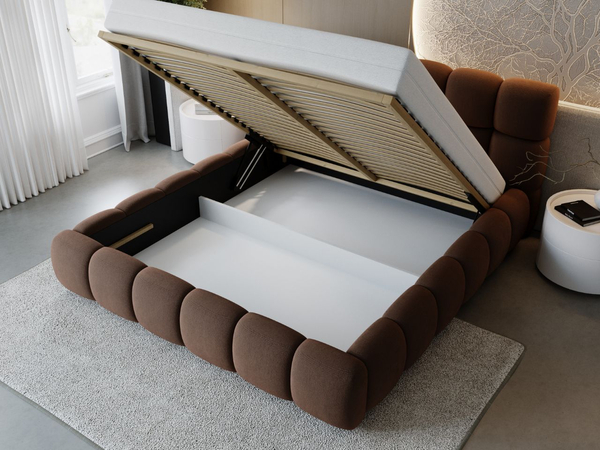 Polsterbett mit Bettkasten und Lattenrost 200x200 Modo Braun