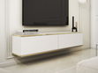 TV-Lowboard Hänge mit Türen 135 cm Diolo Weiß mit geriffelter Vorderseite