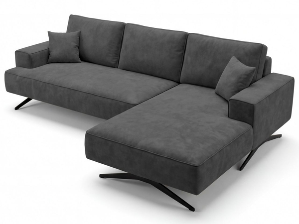 Ecksofa L-Form auf Metallbeinen Leto Rechts Anthrazit