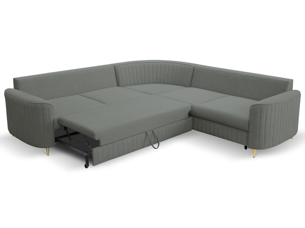 Ecksofa L-Form Links mit Schlaffunktion und Bettkasten Limon Grau