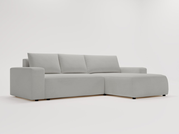 Ecksofa L-Form Rechts mit Schlaffunktion und Bettkasten Tazones Hellgrau