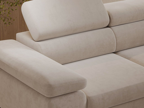 Ecksofa L-Form mit Schlaffunktion und Bettkasten Argon Rechts Beige