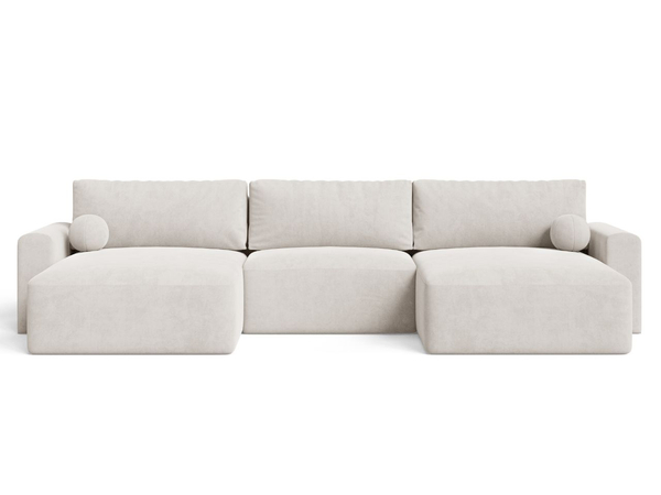 Wohnlandschaft mit Schlaffunktion und Bettkasten Aurora Hellbeige