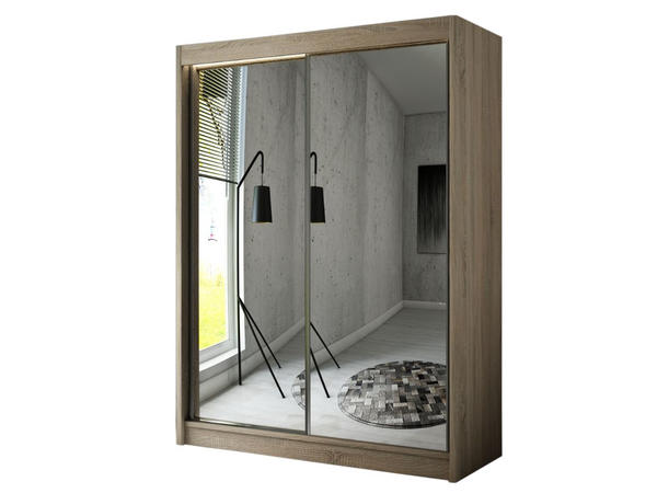 Schiebetürenschrank 150 cm mit Spiegel und LED-Beleuchtung Luzio Eiche Sonoma