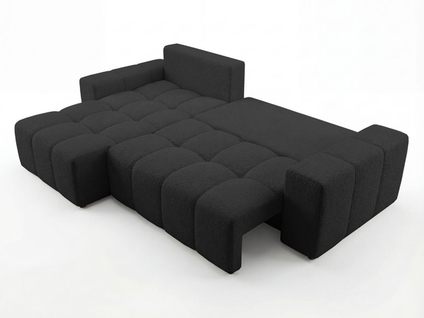 Ecksofa L-Form mit Schlaffunktion und Bettkasten Bresso Schwarz