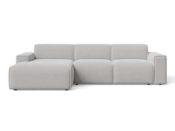Ecksofa L-Form Links Lavia Bouclé-Stoff Grau