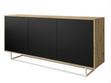 Dreitürige Kommode 154 cm im Loft-Stil auf weißem Gestell – Vivance, Schwarz matt & Eiche Artisan
