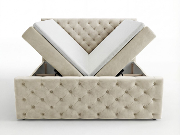Boxspringbett mit Bettkasten 180x200 Montego Creme