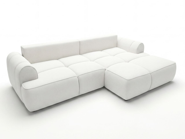 Ecksofa L-Form Rechts mit Schlaffunktion und Bettkasten Bonno Creme