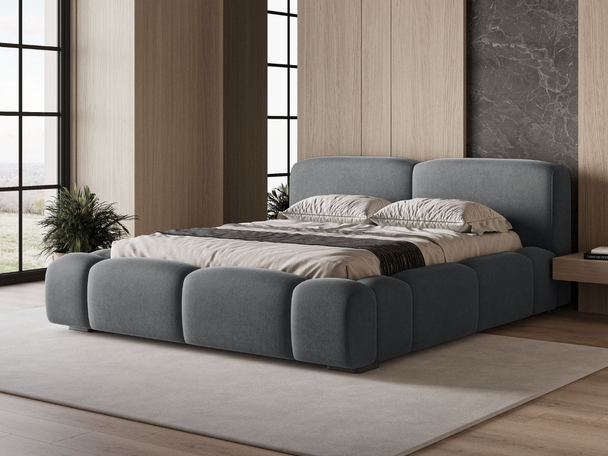 Polsterbett mit Bettkasten und Lattenrost 160x200 Aubi Dunkelgrau