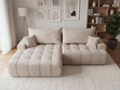 Ecksofa L-Form mit Schlaffunktion und Bettkasten Tulio Links Beige
