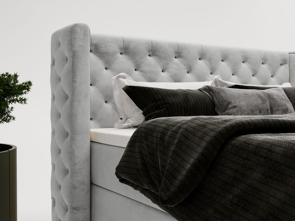 Boxspringbett mit Bettkasten 180x200 Lion Hellgrau