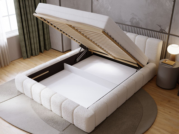 Polsterbett mit Bettkasten und Lattenrost 120x200 Orio Beige