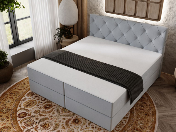 Boxspringbett mit Bettkasten 180x200 Napoli Grau