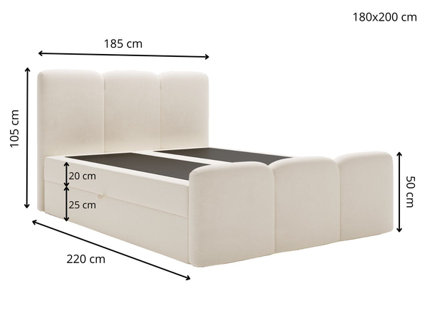 Boxspringbett mit Bettkasten 180x200 Campi Grau
