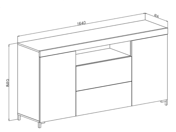 Wohnzimmer-Set – TV-Schrank und Kommode auf schwarzen Füßen Asumi Schwarz und Eiche Wotan