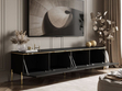 TV-Lowboard im Glamour-Stil mit LED-Beleuchtung Celle, schwarz matt
