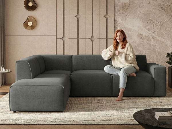 Ecksofa L-Form Links Eluno Dunkelgrau