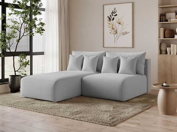 Ecksofa L-Form Links mit Schlaffunktion und Bettkasten Ronni Grau