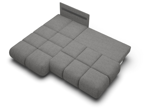 Ecksofa mit Schlaffunktion und Bettkasten Links Milet Grau