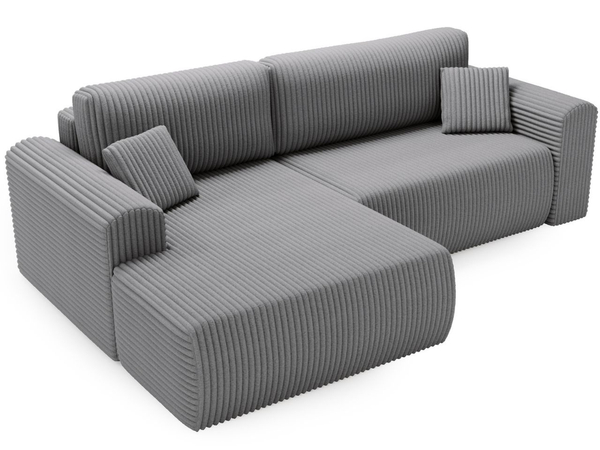 Ecksofa mit Schlaffunktion und Bettkasten Belvio links Dunkelgrau