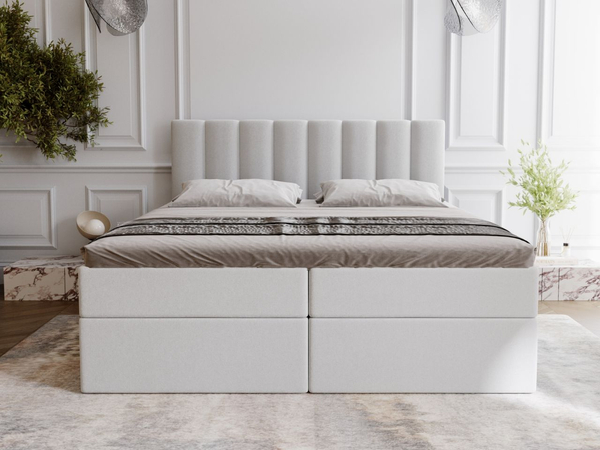Boxspringbett mit Bettkasten 200x200 Mocca Grau