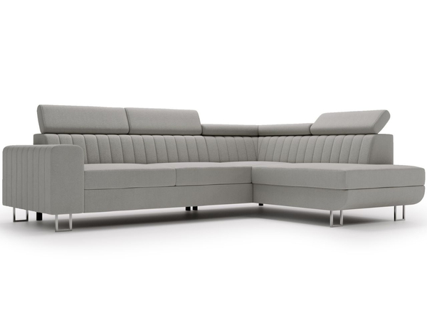 Ecksofa mit Schlaffunktion und Bettkasten Berona rechts Grau