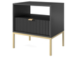 Nachtschrank mit Schublade Amber Schwarz, Gold Frame