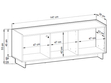 Dreitüriges TV-Lowboard 147 cm für Wohnzimmer Azumi Karamell Eiche
