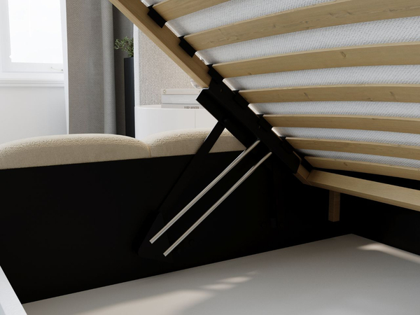 Polsterbett mit Bettkasten und Lattenrost 180x200 Modo Beige