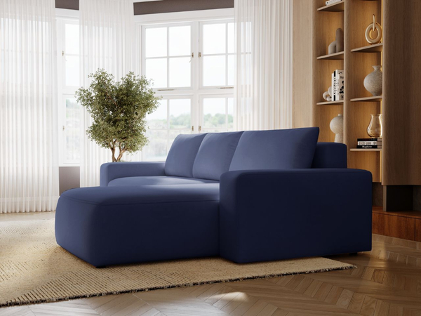 Ecksofa L-Form Rechts mit Schlaffunktion und Bettkasten Tazones Dunkelblau