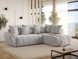 Ecksofa L-Form mit Schlaffunktion und Bettkasten Genoa Hellgrau