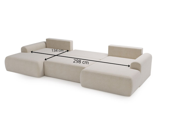 Wohnlandschaft mit Schlaffunktion und Bettkasten Savana Creme
