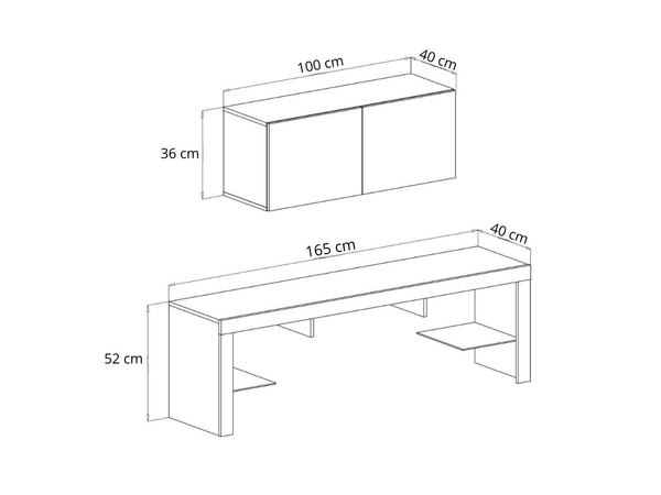 TV-Lowboard mit Türen und Aufsatz 150 cm Nodoo Weiß Hochglanz