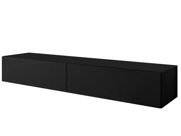 Hängendes TV-Lowboard mit zwei Türen 175 cm mit LED-Beleuchtung Sorelle Schwarz Matt