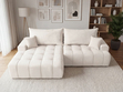 Ecksofa L-Form mit Schlaffunktion und Bettkasten Tulio Links Creme