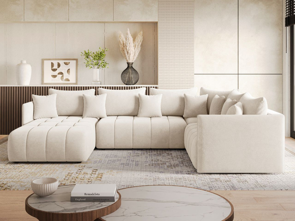 Wohnlandschaft mit Schlaffunktion und Bettkasten Ardi Bis Beige