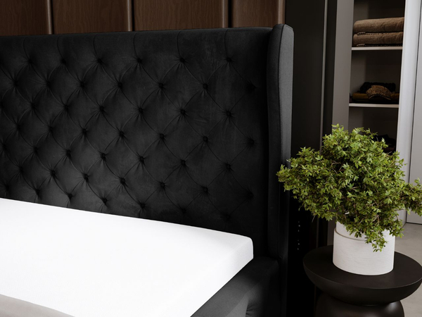 Polsterbett mit Bettkasten und Lattenrost 140x200 Kingston Schwarz