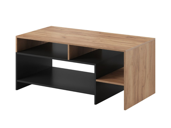 Stilvoll Wohnzimmer-Set Alvano Eiche craft, Schwarz