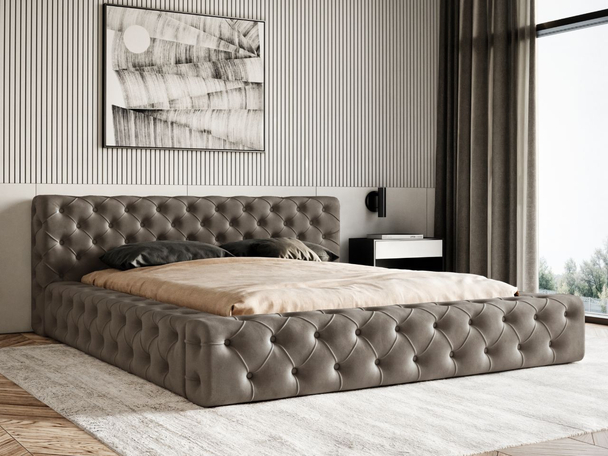 Polsterbett mit Bettkasten und Lattenrost 160x200 Palini Braun