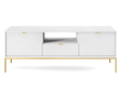 TV-Lowboard mit Schublade und Türen Amber Weiß, Gold Frame