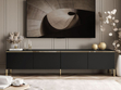 TV-Lowboard im Glamour-Stil mit LED-Beleuchtung Celle, schwarz matt