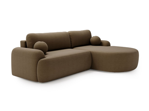 Ecksofa L-Form Rechts mit Schlaffunktion und Bettkasten Aurio Braun