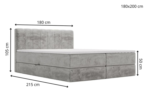Boxspringbett mit Bettkasten 180x200 Forte Schwarz