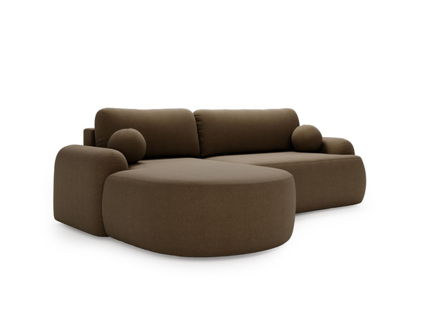 Ecksofa L-Form Links mit Schlaffunktion und Bettkasten Aurio Braun