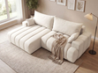 Ecksofa L-Form Links mit Schlaffunktion und Bettkasten Caleo Creme